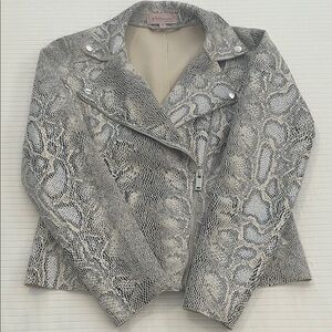 Philosophy Gray and Cream Snake Print Faux Leather Jacket